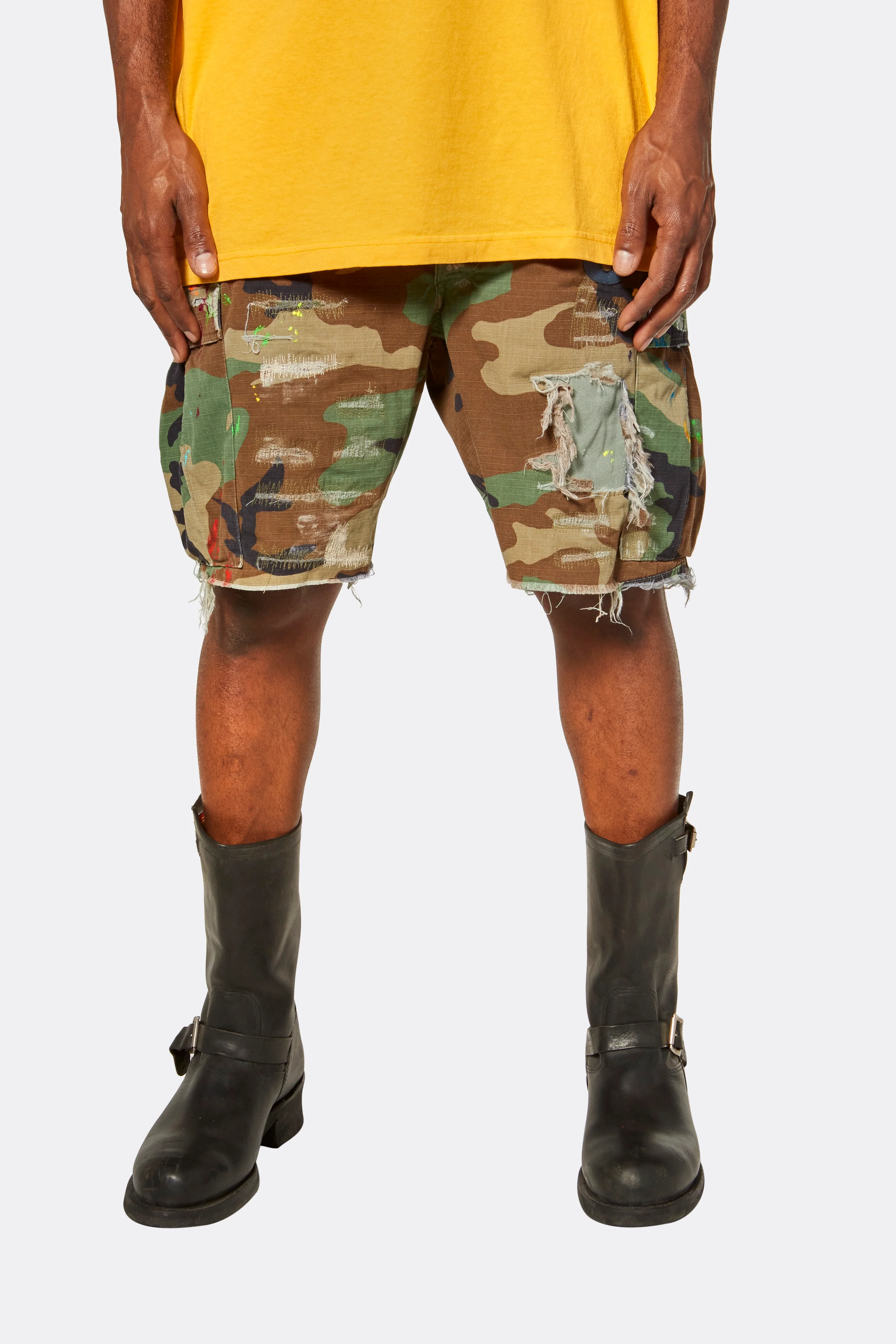 G PATCH WOODLAND CAMO CARGO SHORTS - Image 4