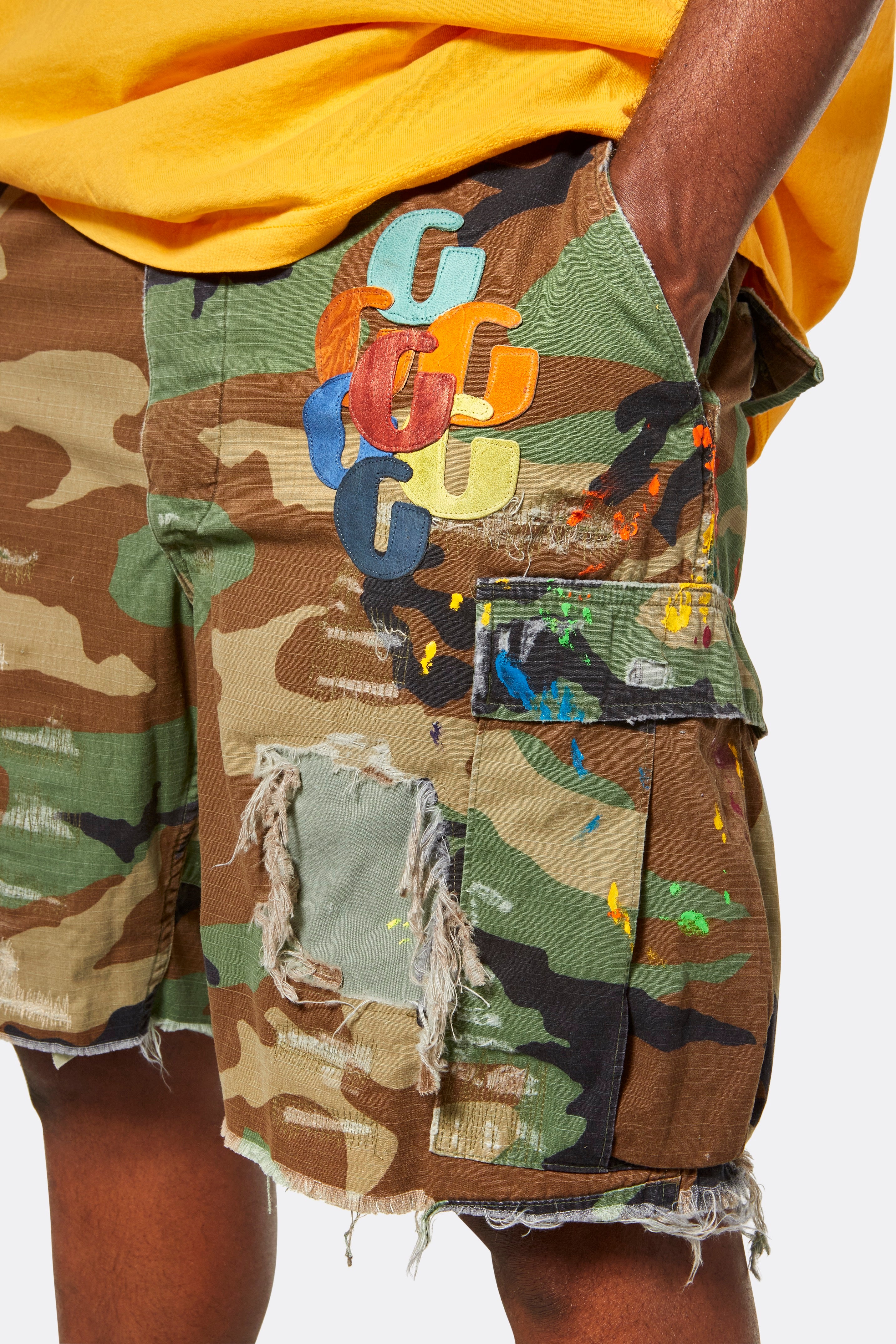 G PATCH WOODLAND CAMO CARGO SHORTS - Image 5